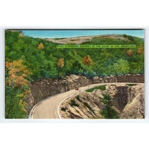 Vintage Linen Postcard Winding Mountain Highway Asheville NC 1930s